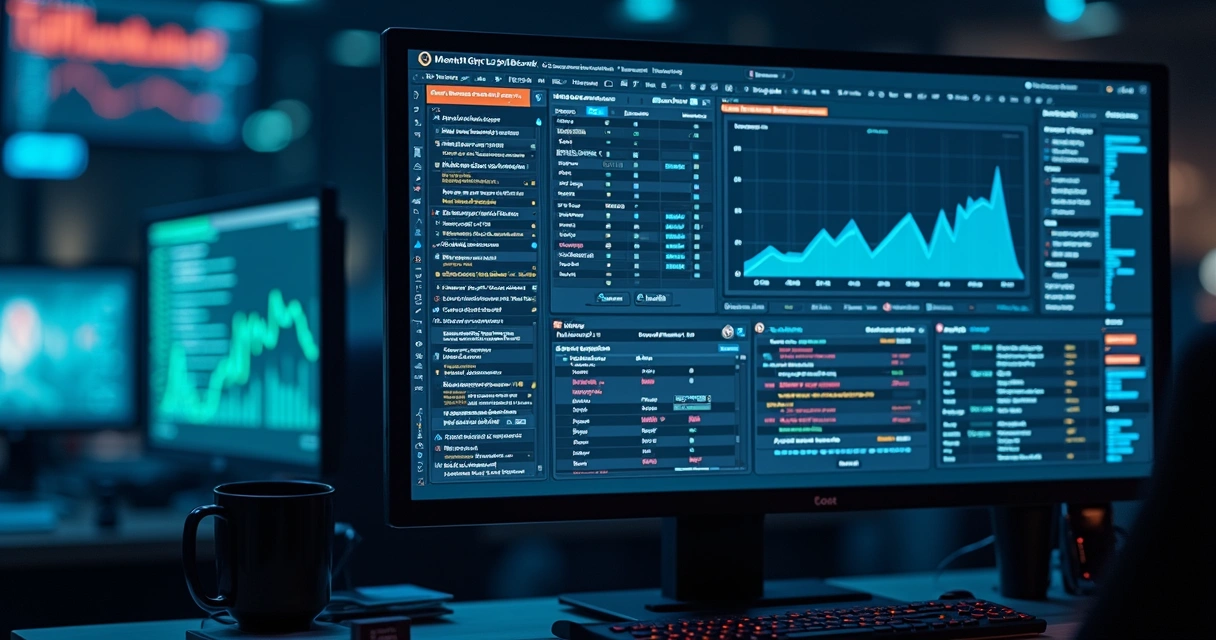 Dashboard mostrando logs de auditoria em tempo real 