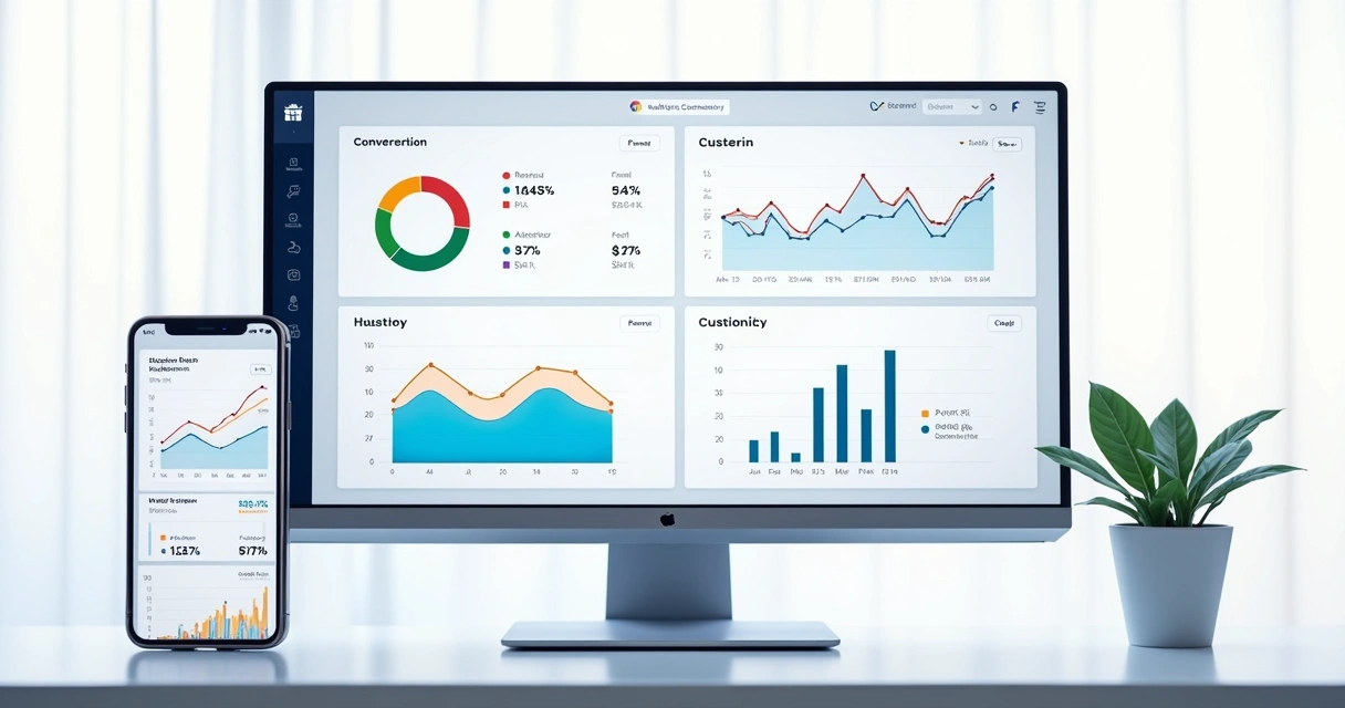 Dashboard de loja virtual com gráficos de linhas 