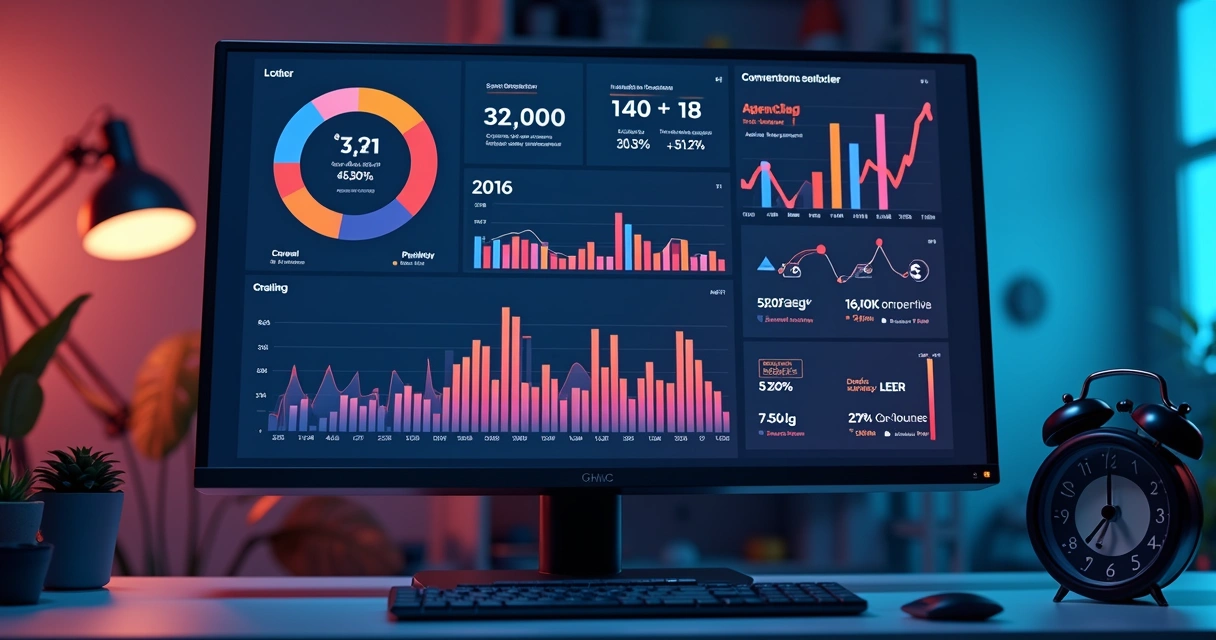 Painel de analytics de e-commerce com métricas de vendas e tráfego 