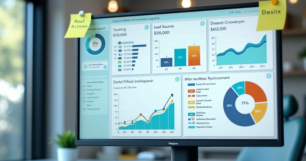 Dashboard de marketing digital com métricas de clínicas odontológicas 