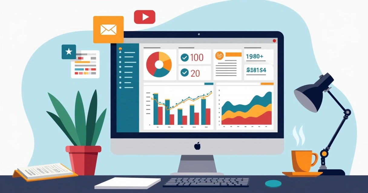 Dashboard de marketing com estatísticas de leads e vendas em site 