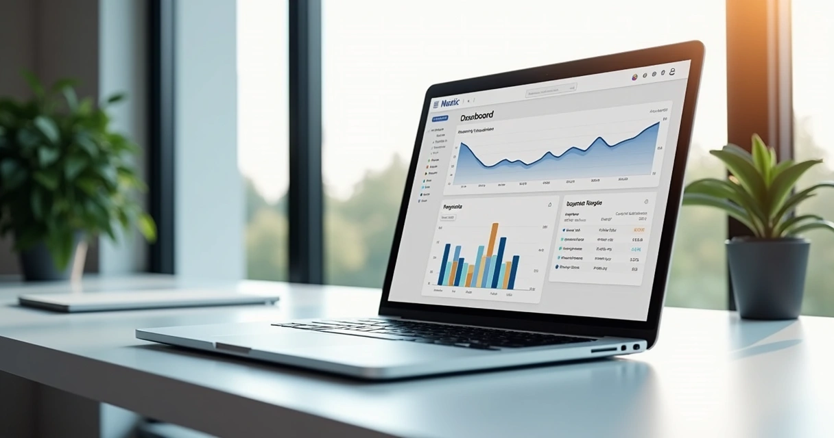 Painel de controle do Mautic aberto na tela de um notebook 