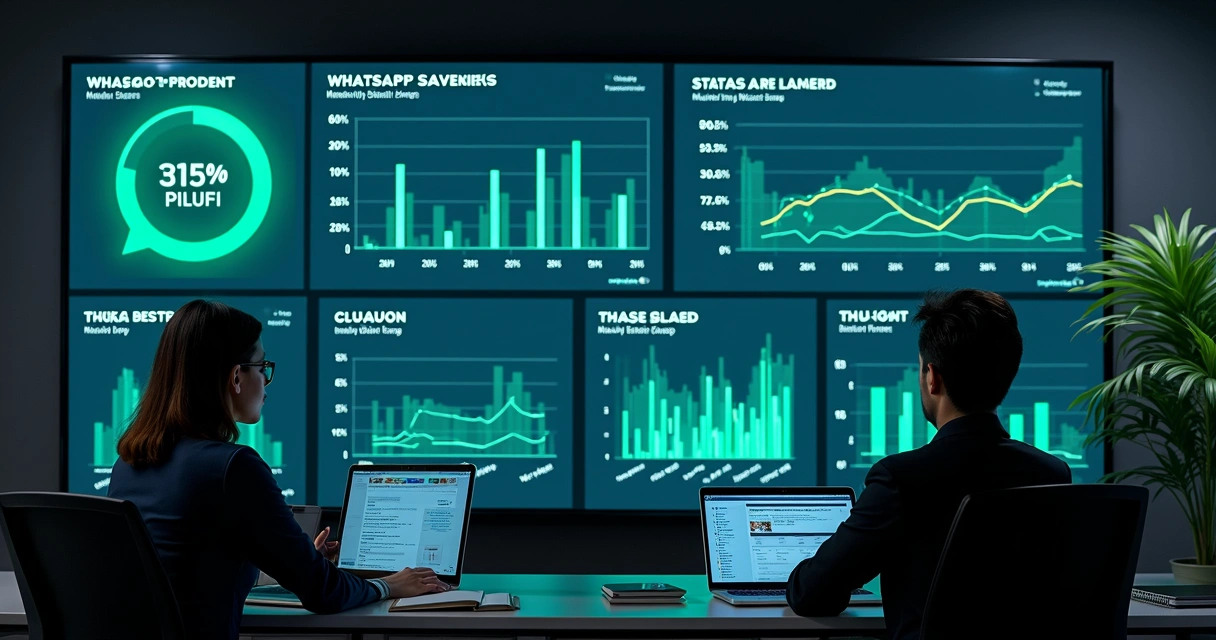 Dashboard com gráficos de entradas e saídas em grupos empresariais do WhatsApp 