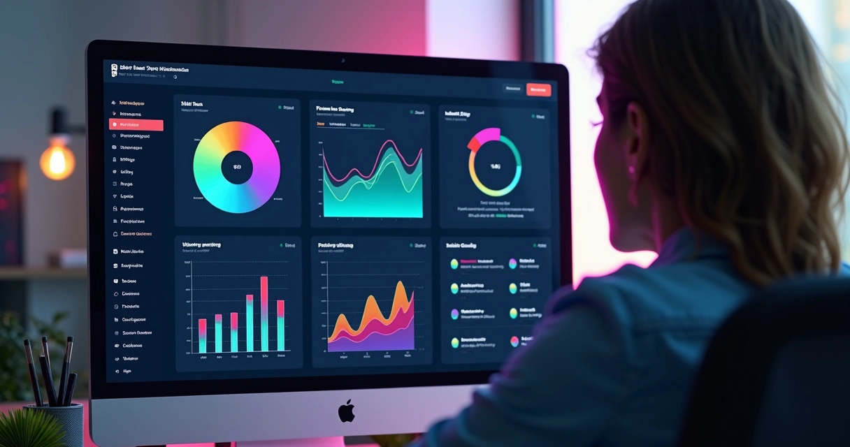 Dashboard digital de plataforma de mentoria mostrando métricas e agenda 