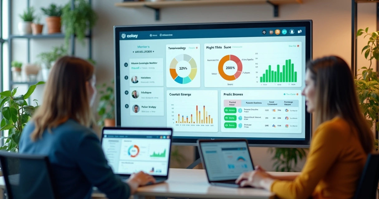 Dashboard digital com dados de gestão de mentorias