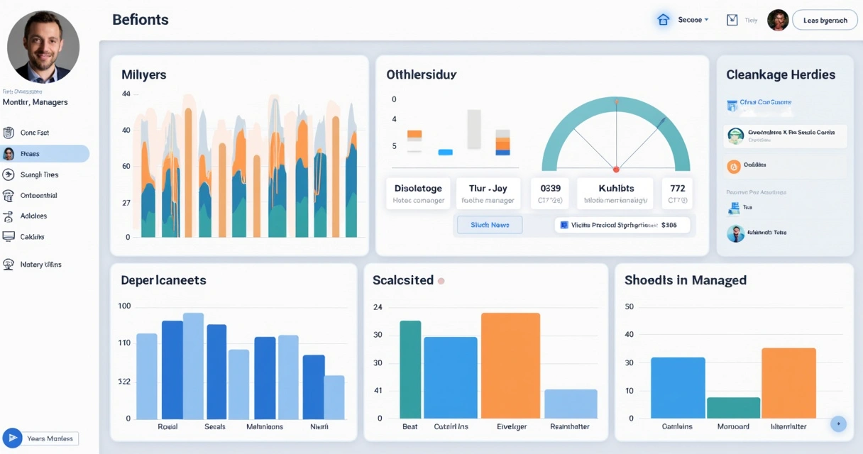 Dashboard digital de gestão de mentorias, gráficos coloridos e agenda visível na tela 