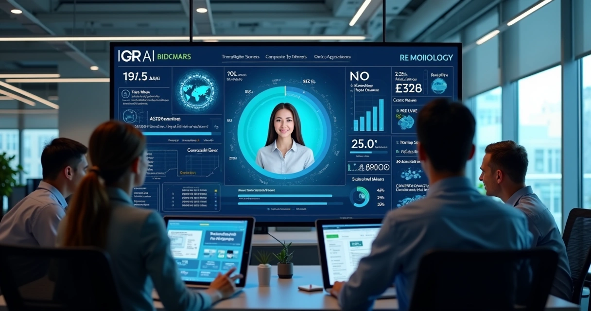 Tela de dashboard mostrando KPIs de agentes de IA 