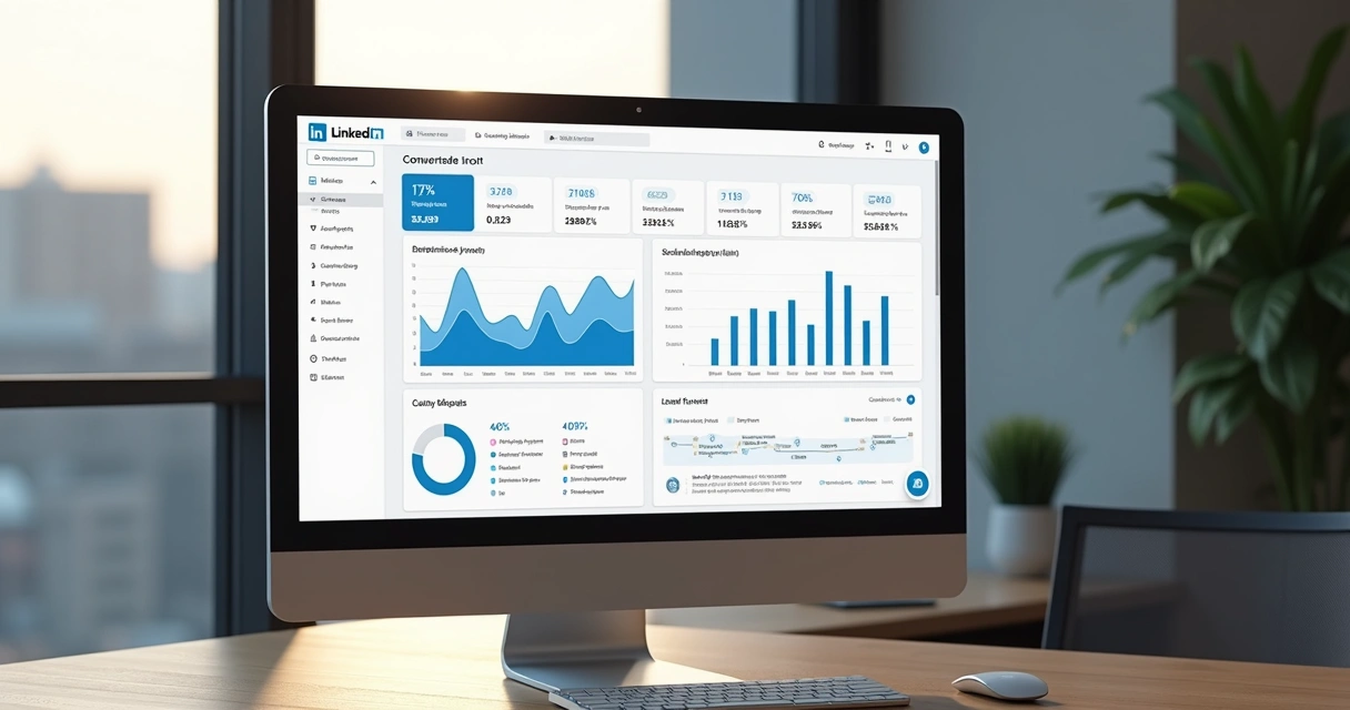 Dashboard mostrando métricas de automação e funil no LinkedIn 