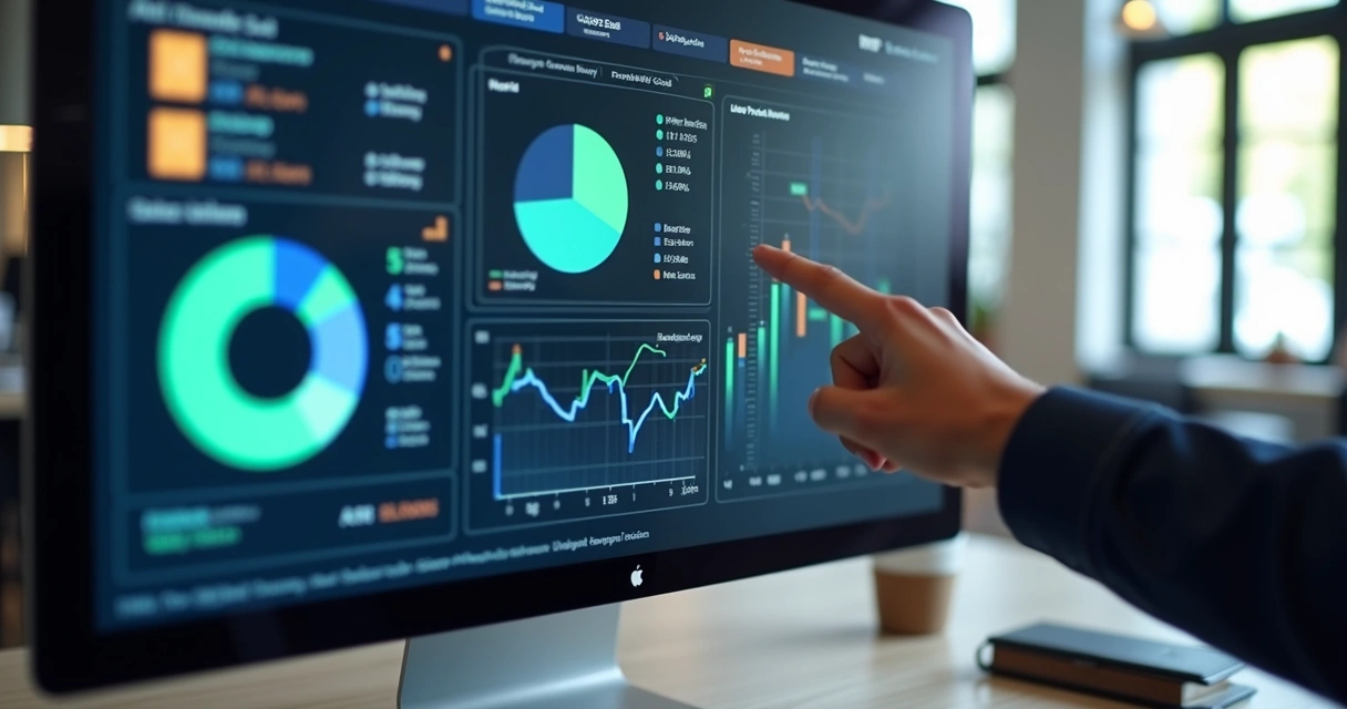 Dashboard de métricas de prospecção com gráficos coloridos e indicadores 