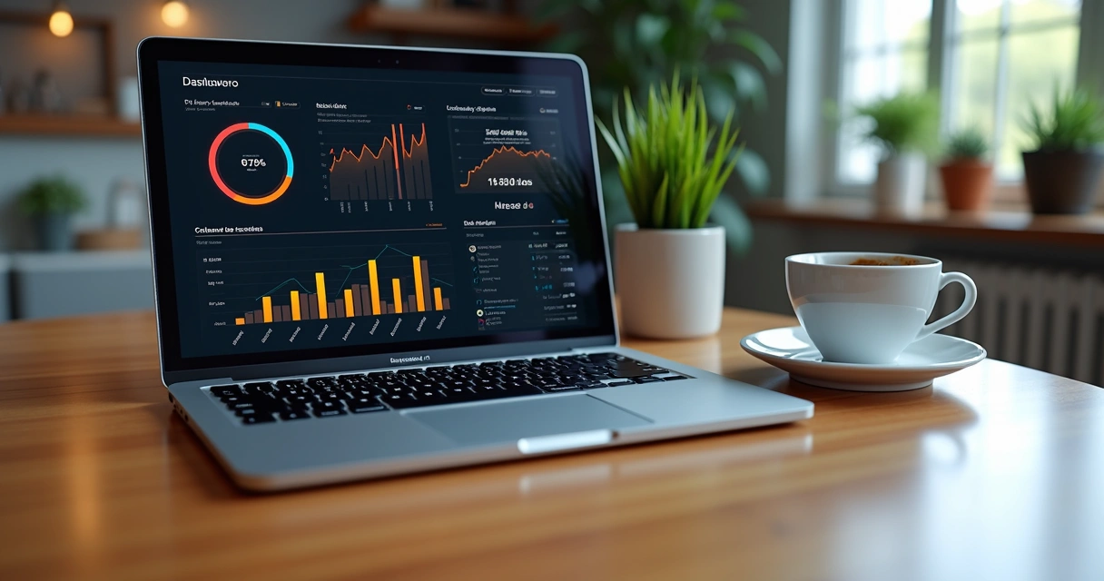 Dashboard com métricas de curso online sendo analisado 