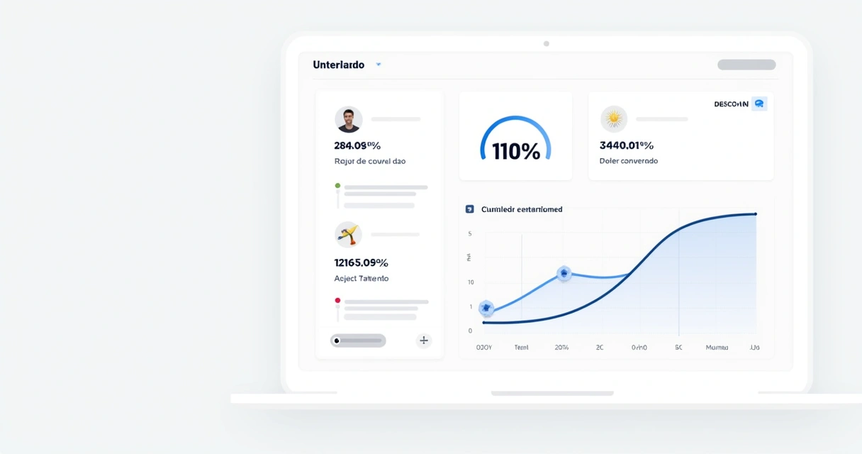 Dashboard de métricas de funil de vendas em tela de computador 