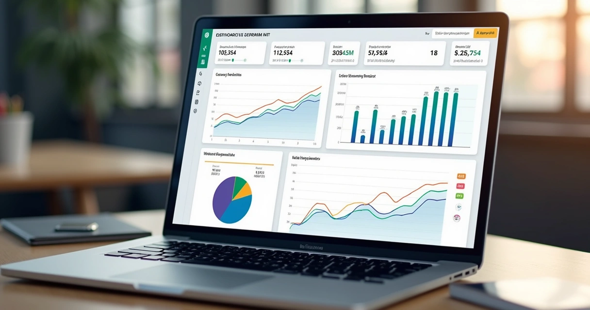 Dashboard mostrando diversas métricas de crescimento em gráficos