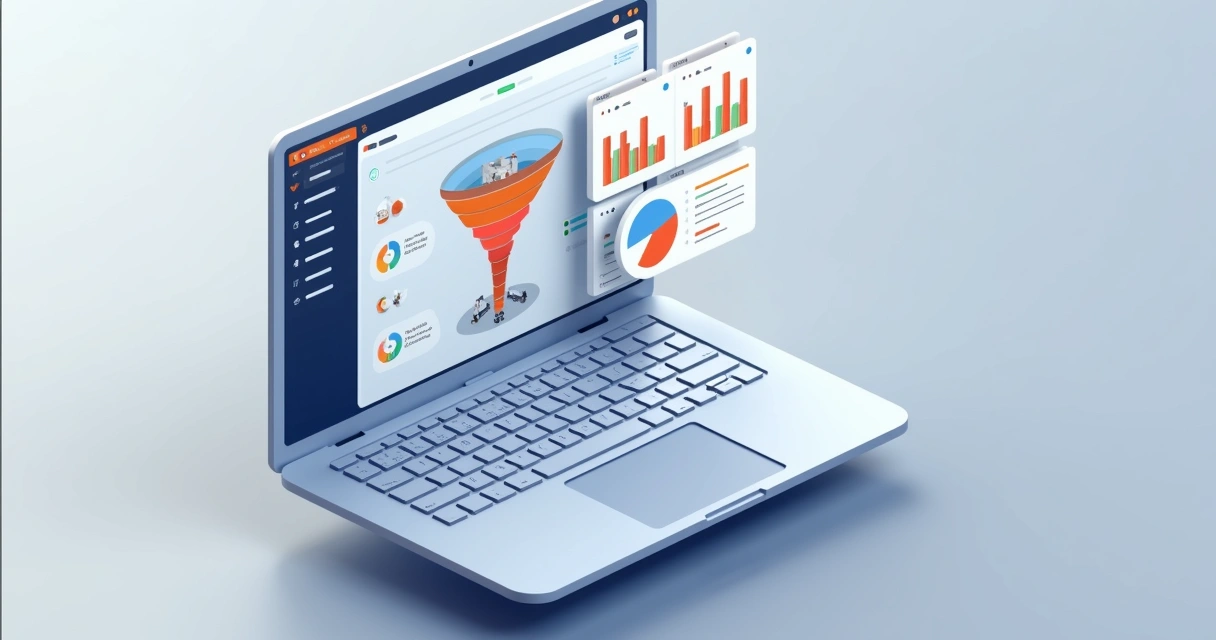 Dashboard com funil de vendas e mapa de calor 