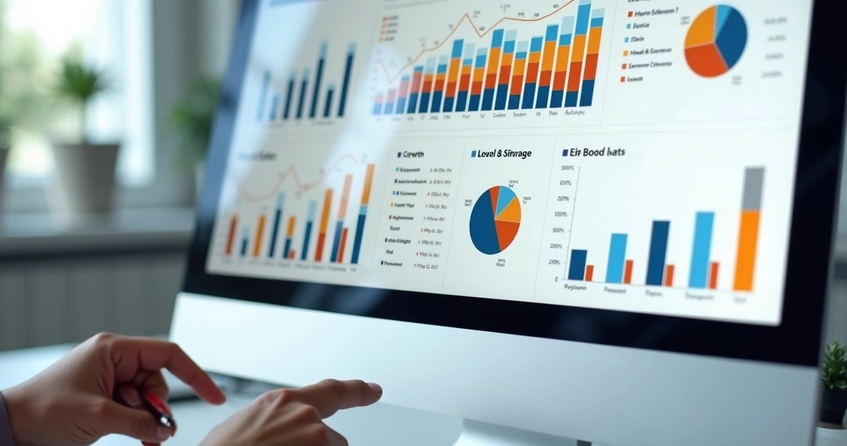 Dashboard digital com métricas de imobiliária na tela 