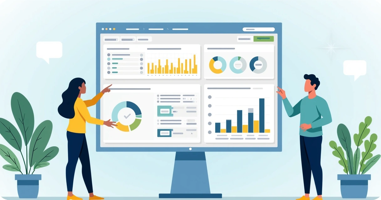 Dashboard digital com KPIs e métricas de vendas B2B organizados 