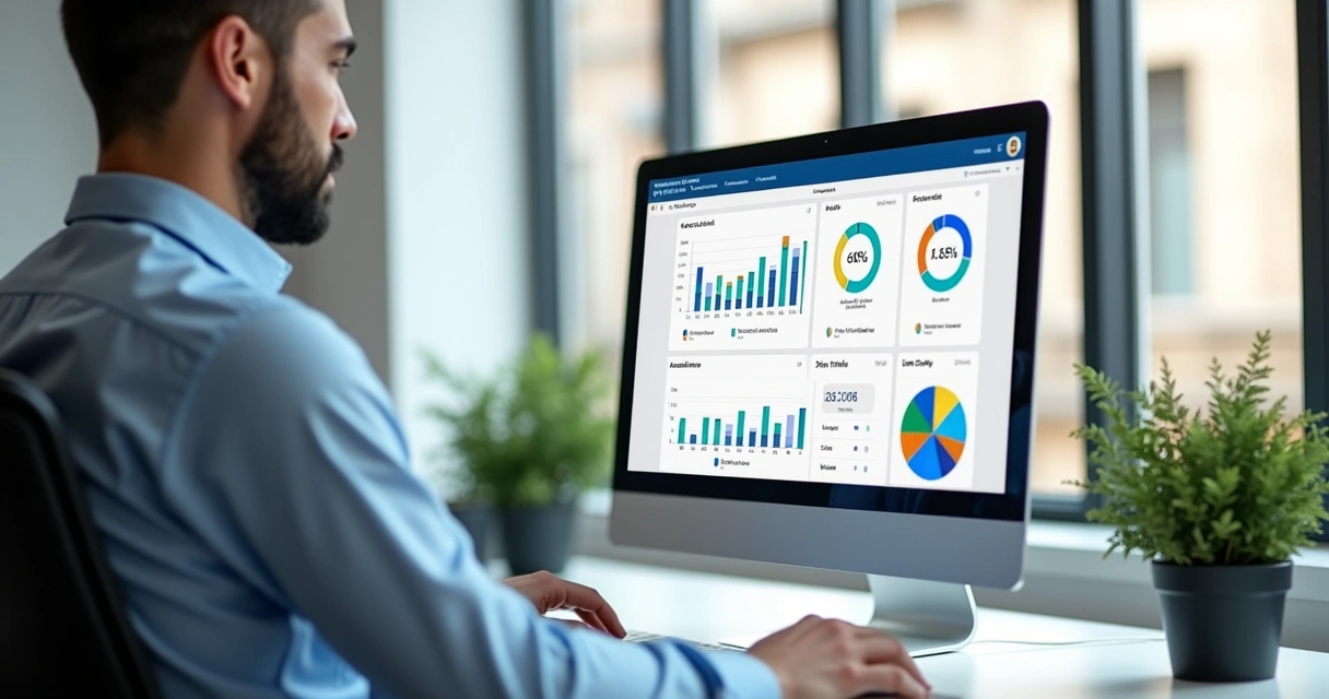 Dashboard de métricas de marketing odontológico em computador 