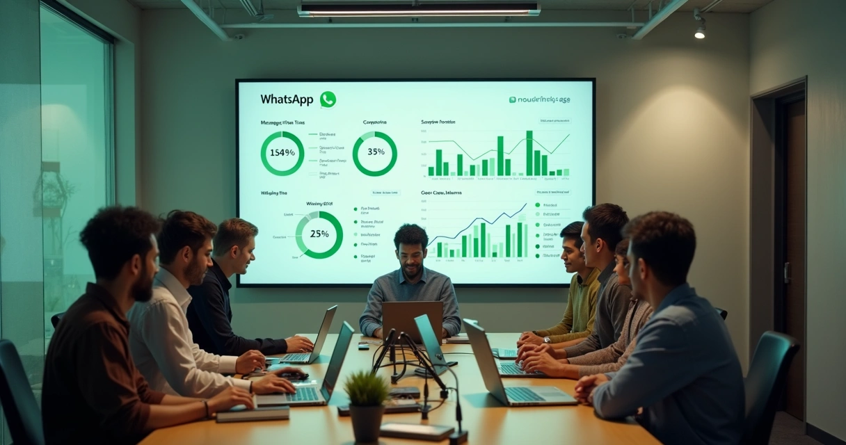 Dashboards com métricas e gráficos de análise de mensagens WhatsApp 