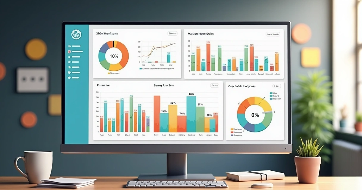 Painel de métricas de vendas em tela de computador