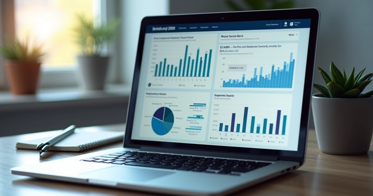 Painel digital mostrando gráficos e números das métricas de redes sociais 