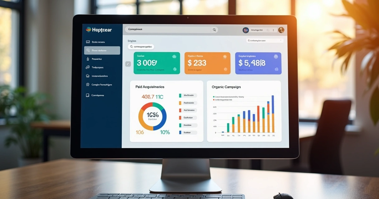 Painel de campanhas digitais de concessionária mostrando gráficos de resultados 