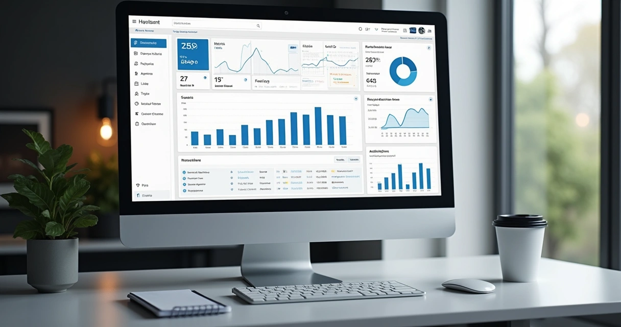 Dashboard colorido de métricas e KPIs de startup