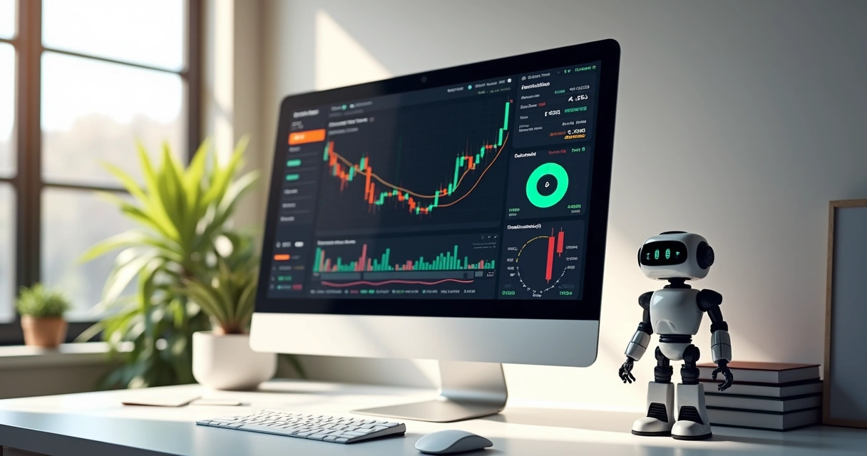 Tela de dashboard com gráficos de métricas de trading, como Sharpe e Sortino. 