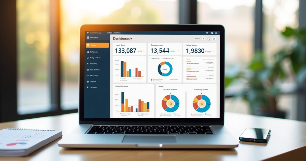 Dashboard mostrando métricas do funil de vendas