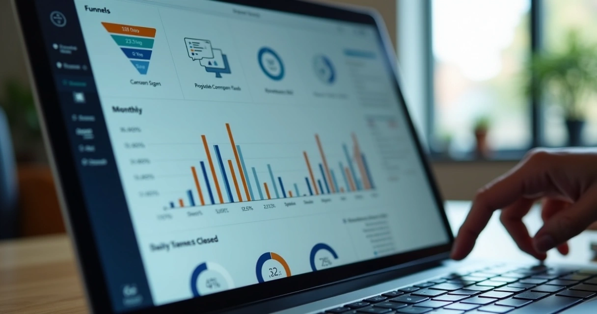 Tela de dashboard com taxas de conversão e metas 