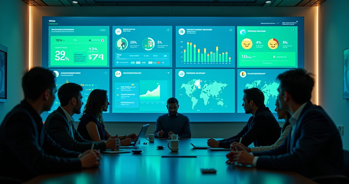 Dashboard de métricas de atendimento do WhatsApp em tela grande 