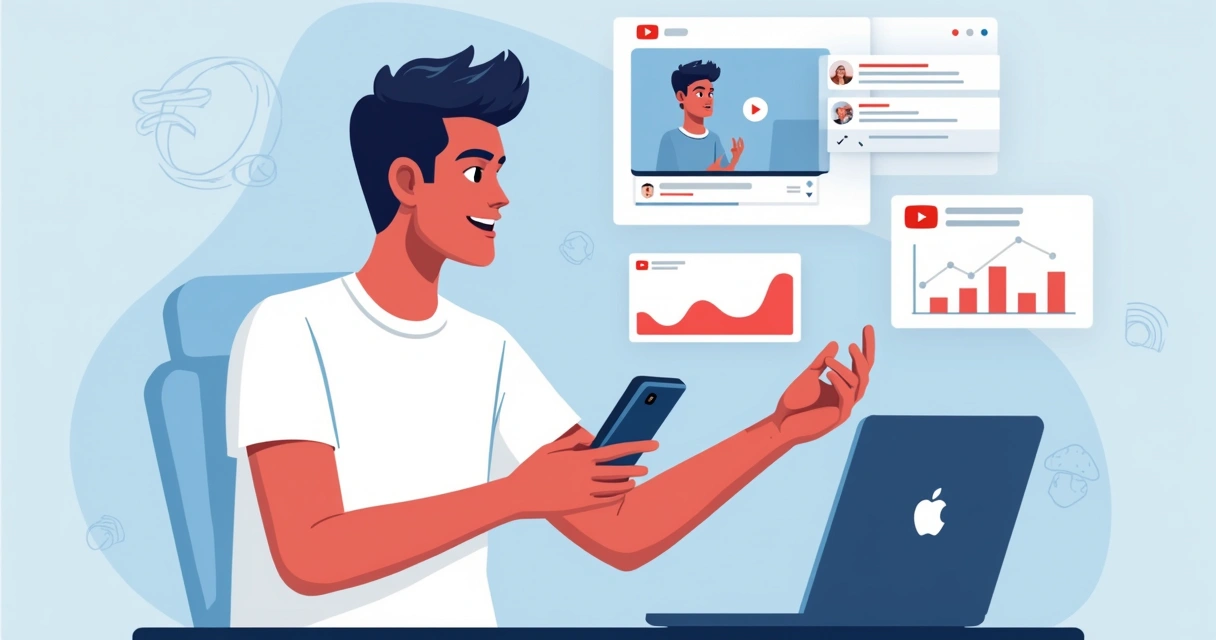 Dashboard do YouTube Studio com métricas de inscritos e horas de exibição visíveis 