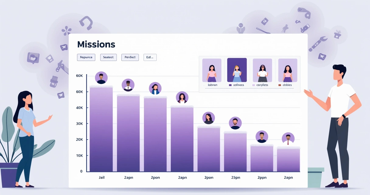 Painel de controle com gráfico de missões em diferentes níveis de dificuldade 