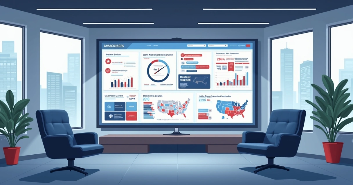 Dashboard eleitoral com alertas de fake news e opiniões públicas em destaque 