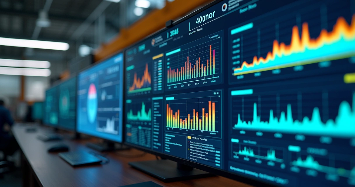 Dashboard de monitoramento IoT com gráficos e alertas de falha 