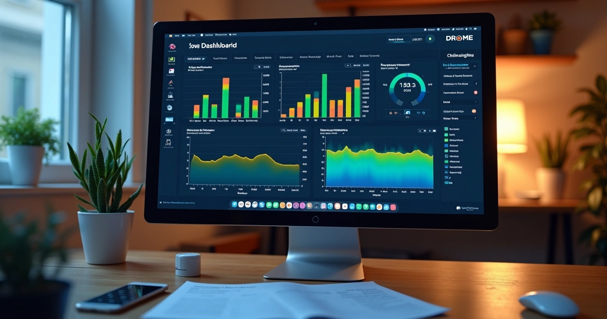 Dashboard colorido com monitoramento de sensores IoT 