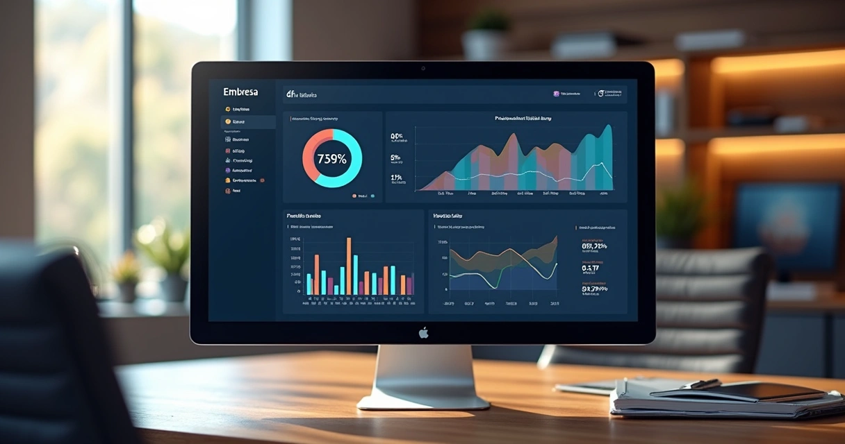 Dashboard com métricas de progresso de IA 