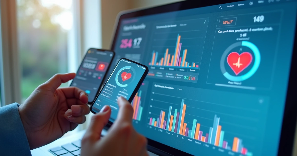 Dashboard digital exibe dados de saúde em tempo real