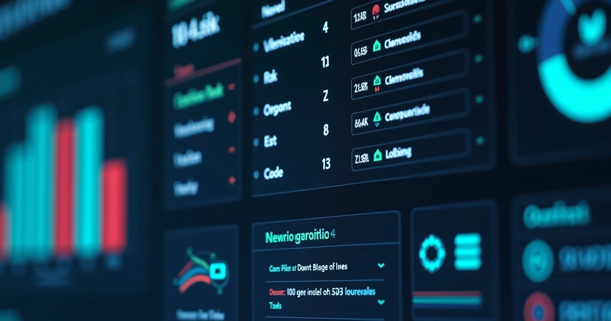 Dashboard de monitoramento de segurança cibernética com gráficos de risco, listas de vulnerabilidades e indicadores em tempo real 