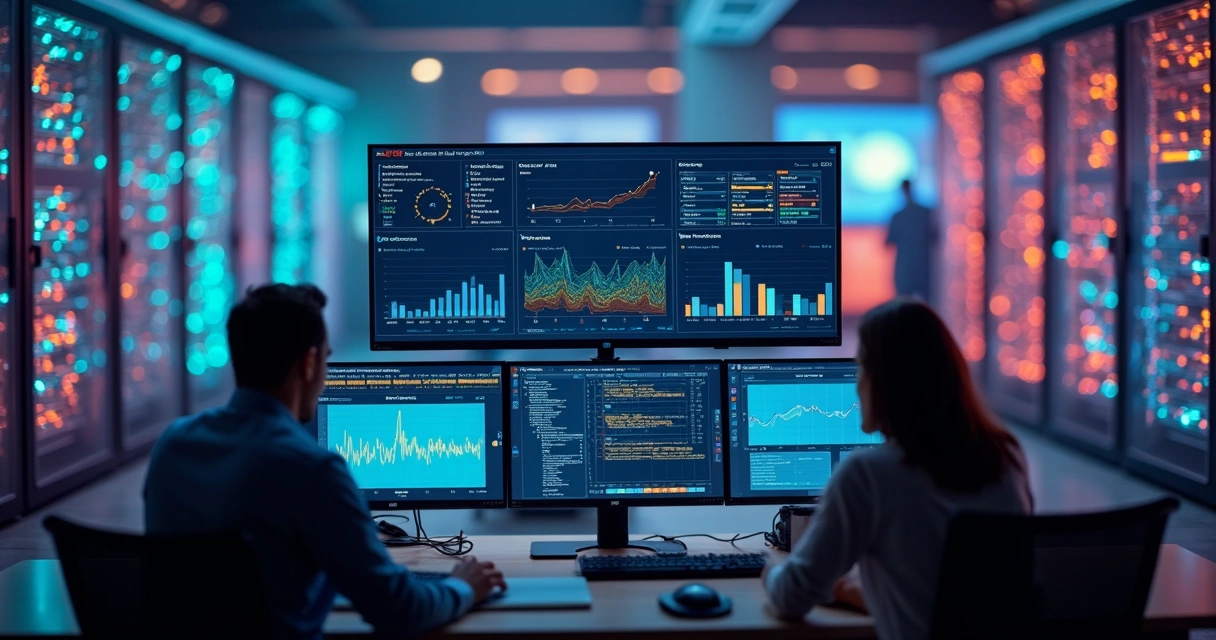 Dashboard com gráficos de monitoramento de servidor Moodle, tela de computador, ambiente claro