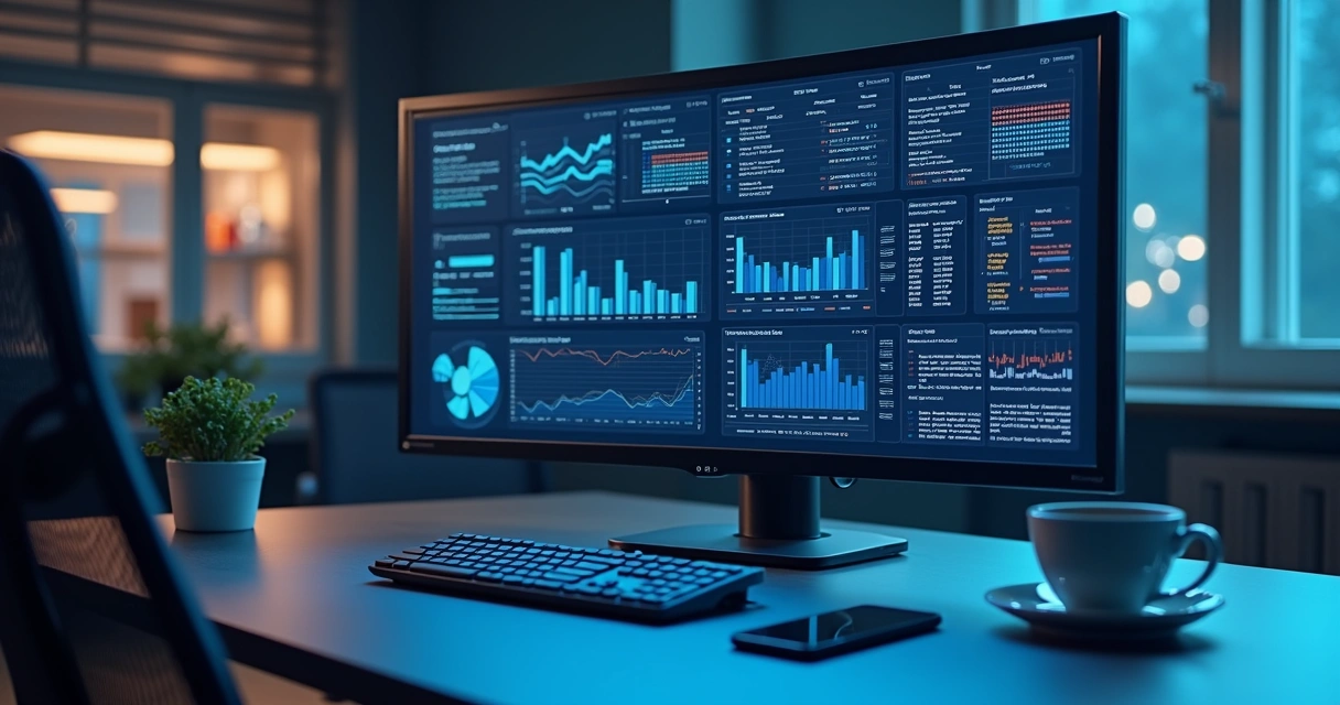Dashboard moderno mostrando monitoramento de sistemas digitais e alertas 