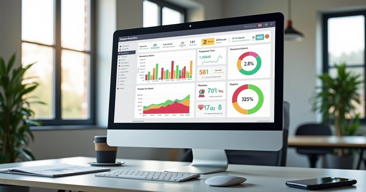 Dashboard de métricas de SLA em tela de computador 