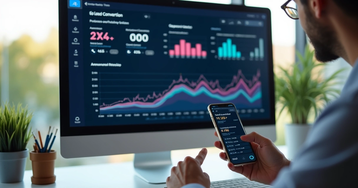 Dashboard digital mostrando o tempo médio de conversão de leads 