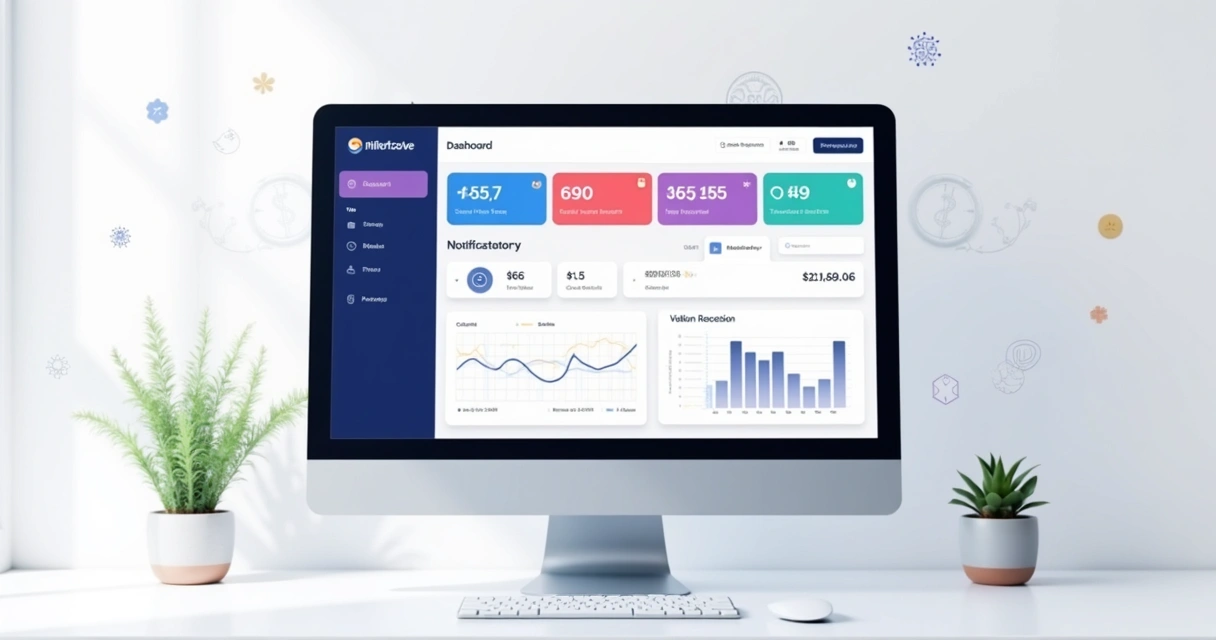 Dashboard colorido mostrando gráficos de monitoramento de transações em tempo real 