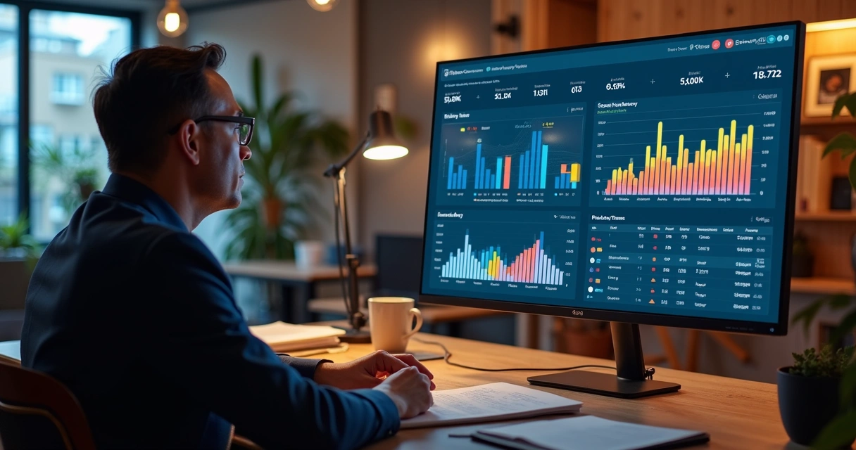 Painel de controle ERP multiloja exibindo estoque, vendas e KPIs de diferentes lojas 