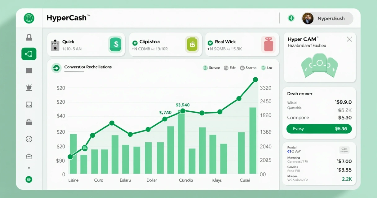 Tela de dashboard exibindo controle multimoeda e conversões financeiras 