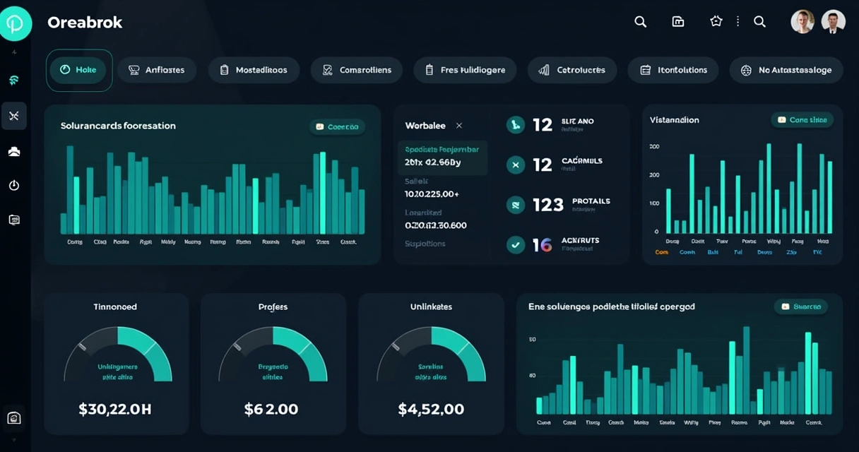 Dashboard colorido de controles financeiros automatizados 