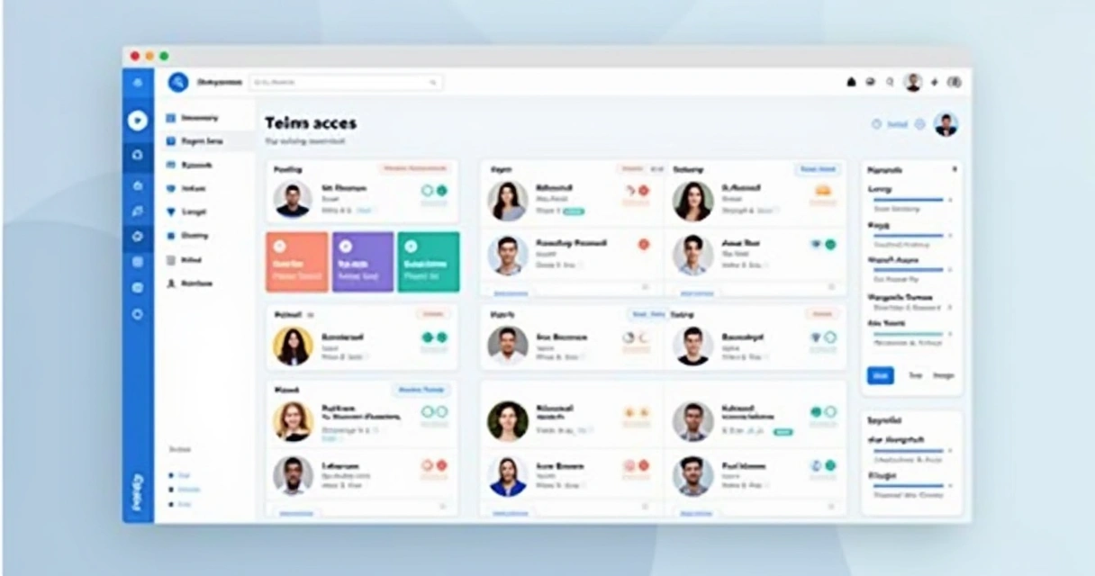 Painel de dashboard mostrando níveis de acesso configurados em equipes de vendas 