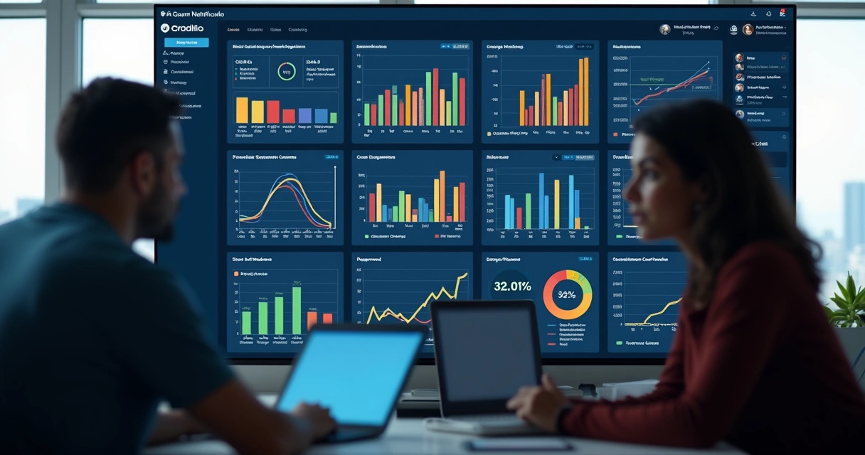 Dashboard colorido com gráficos de notificações inteligentes 