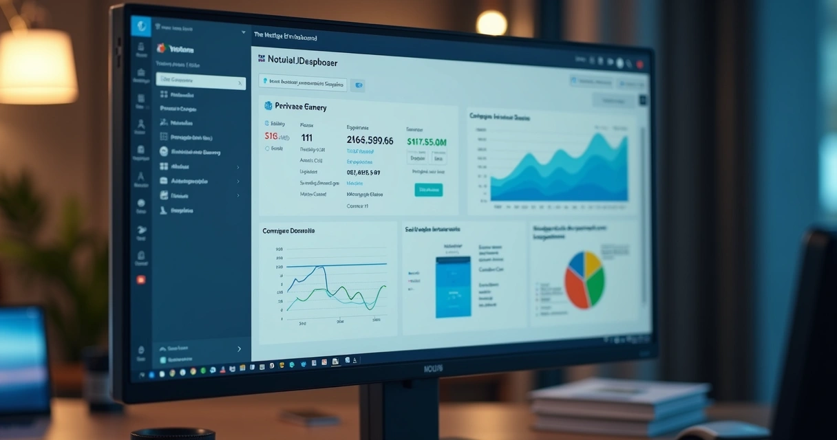 Dashboard Notion mostrando integração financeira para empresas 