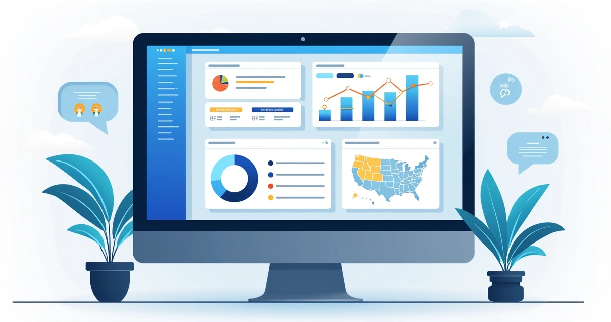 Dashboard com métricas de NPS e gráficos em computador