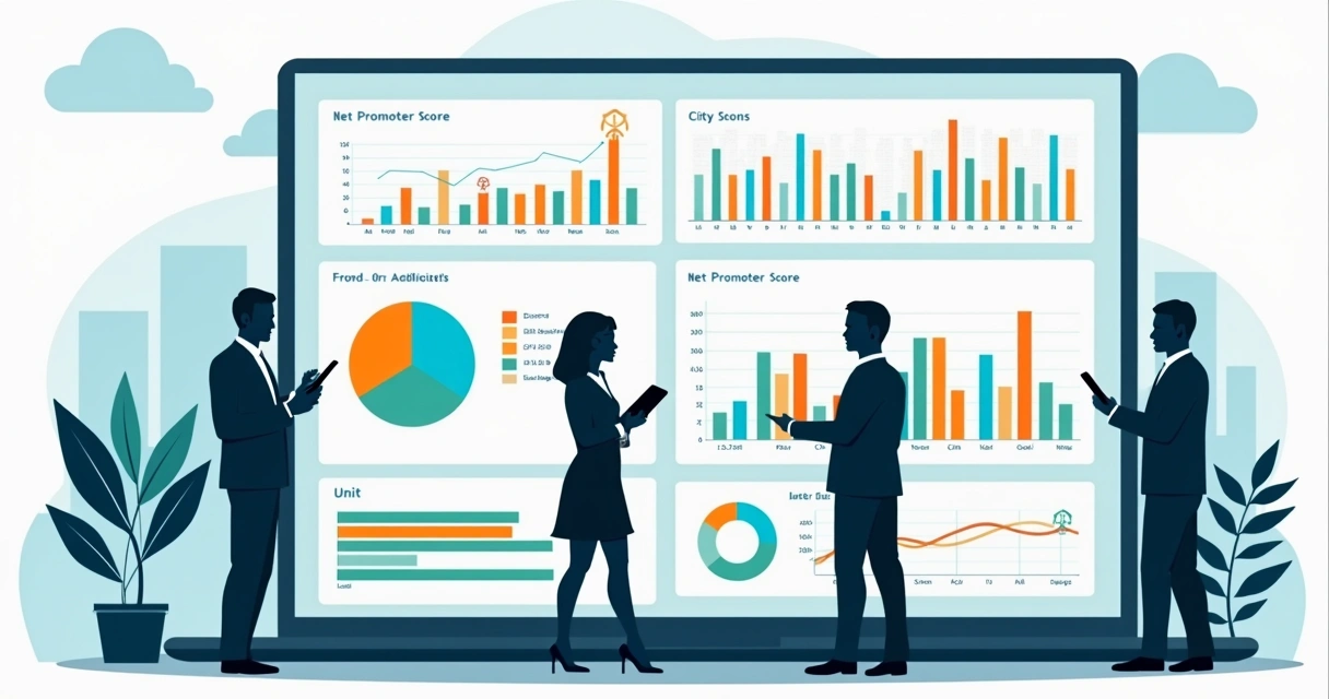 Dashboard digital mostrando dados de diferentes unidades de uma rede